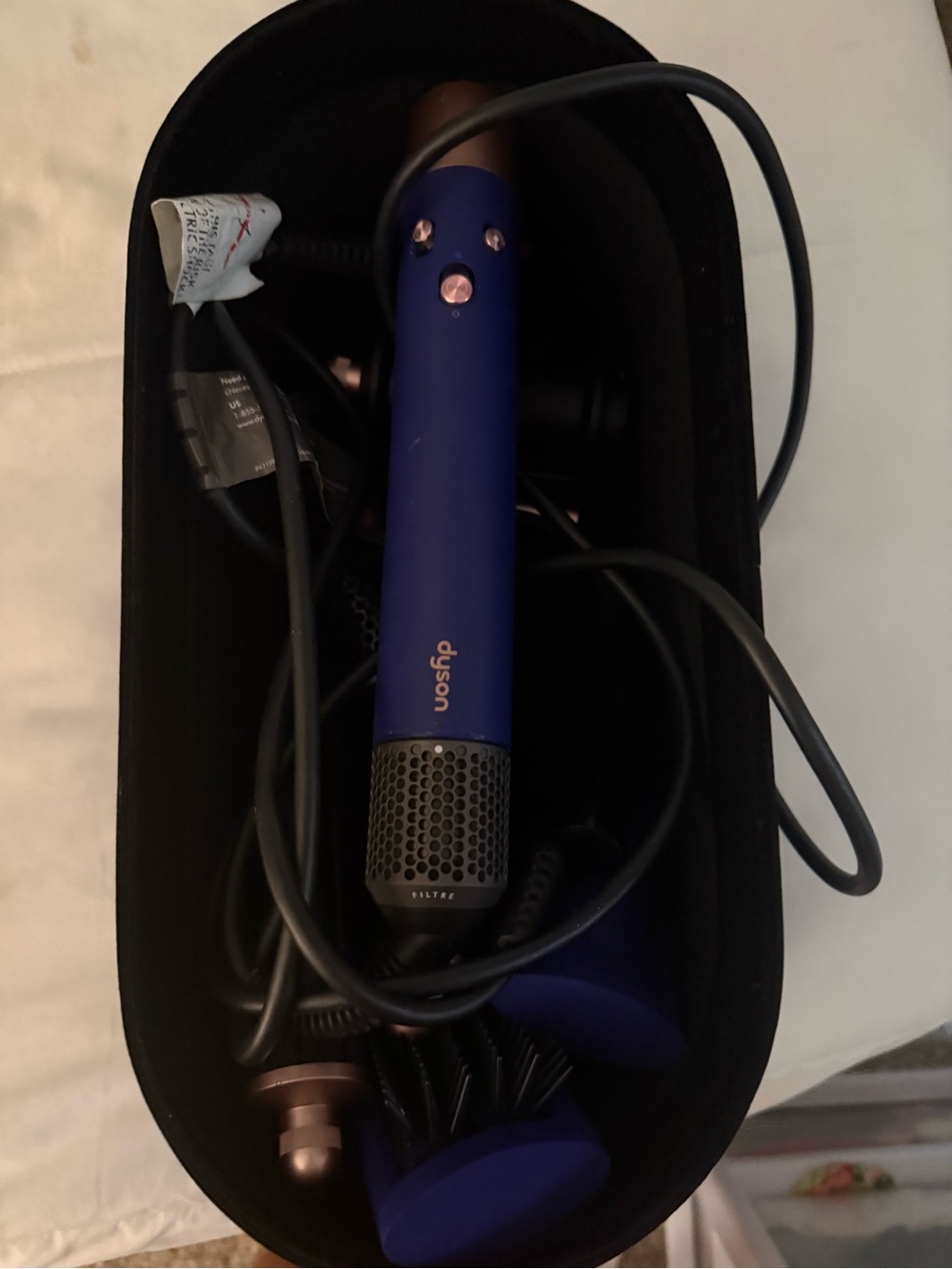 Blue and Rose Gold Dyson Airwrap Hair Styler with Attachments
